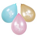 Ballons Licorne 3 couleurs double face set de 6 pièces Ø25cm