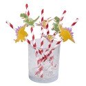 Papieren rietjes Dino party 3 designs set a 6 stuks 20cm
