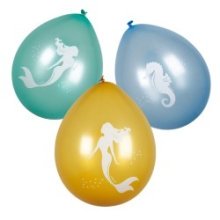 Ballons Sirène 3 couleurs double face set de 6 pièces Ø25cm