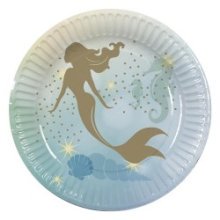 Assiettes en papier Sirène set de 10 pièces Ø23cm