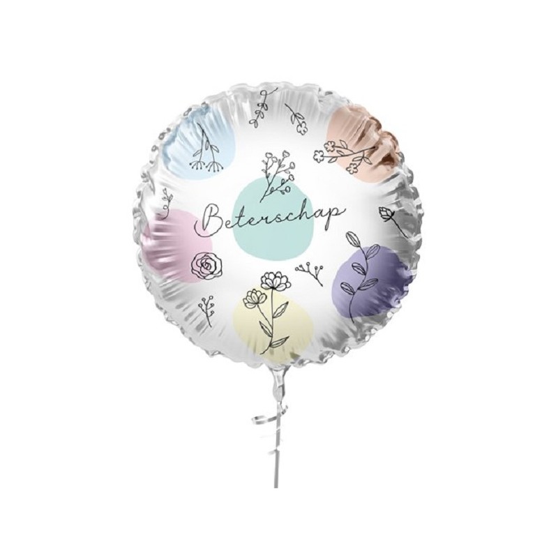 Ballon aluminium fleurs Guérissez bientôt Ø45cm