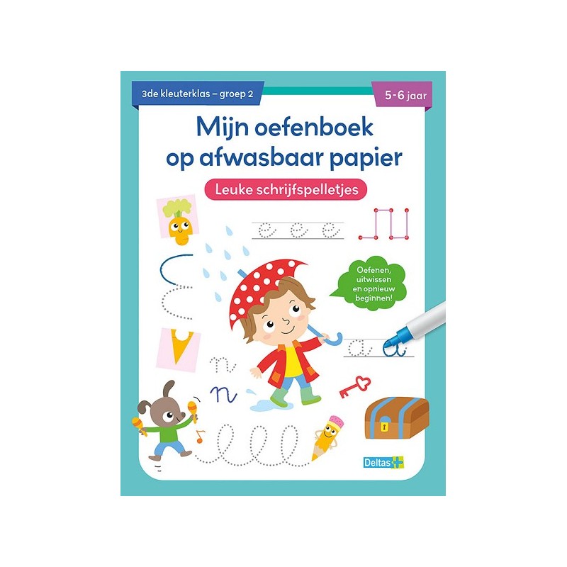 Deltas Mijn oefenboek op afwasbaar papier Leuke schrijfspelletjes (5-6 j.)