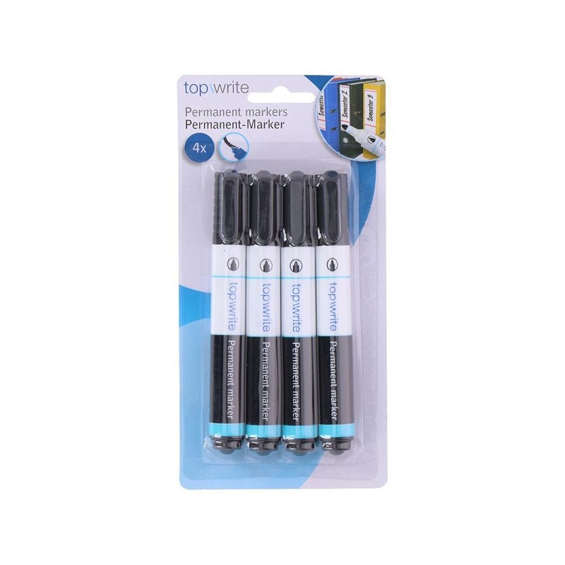 Top Write Permanent markers 4-delig zwart