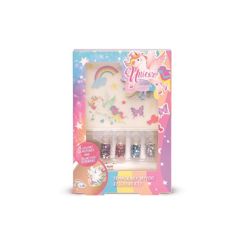 Ensemble de tatouages corporels à paillettes Licorne Casualelle