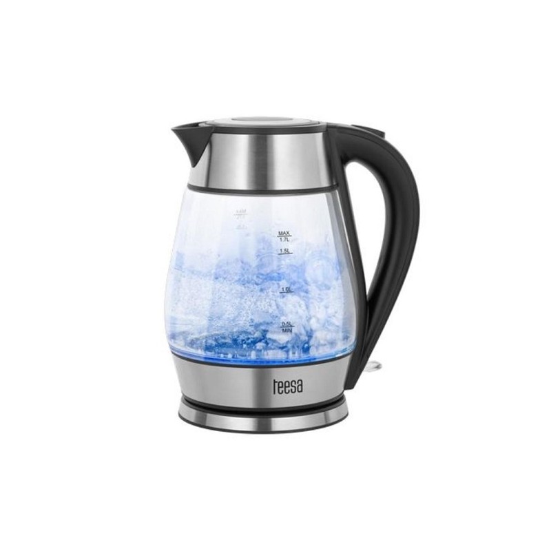 Teesa Waterkoker glas/RVS 1,7L zwart