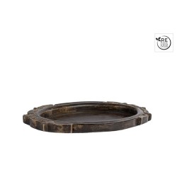 Assiette "Cathédrale" bois recyclé noir 30x18x2cm
