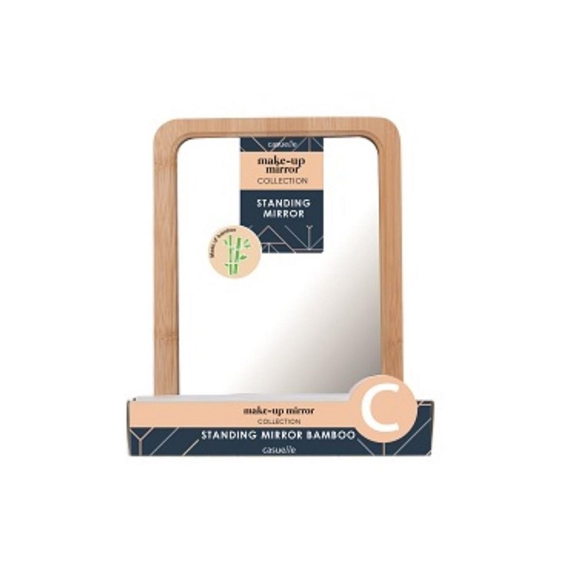 Miroir de maquillage en bambou avec support