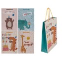 Sac cadeau en papier animaux d'anniversaire 25 x 8,5 x 34,5 cm