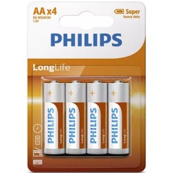 Piles Philips Longlife AA R6 boîte de 12 blisters de 4 pièces