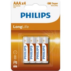 Philips batterijen Longlife AAA R03 doos a 12 blisters van 4 stuks