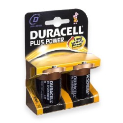 Piles Duracell Plus, D, R20 1,5V carte a 2 pièces