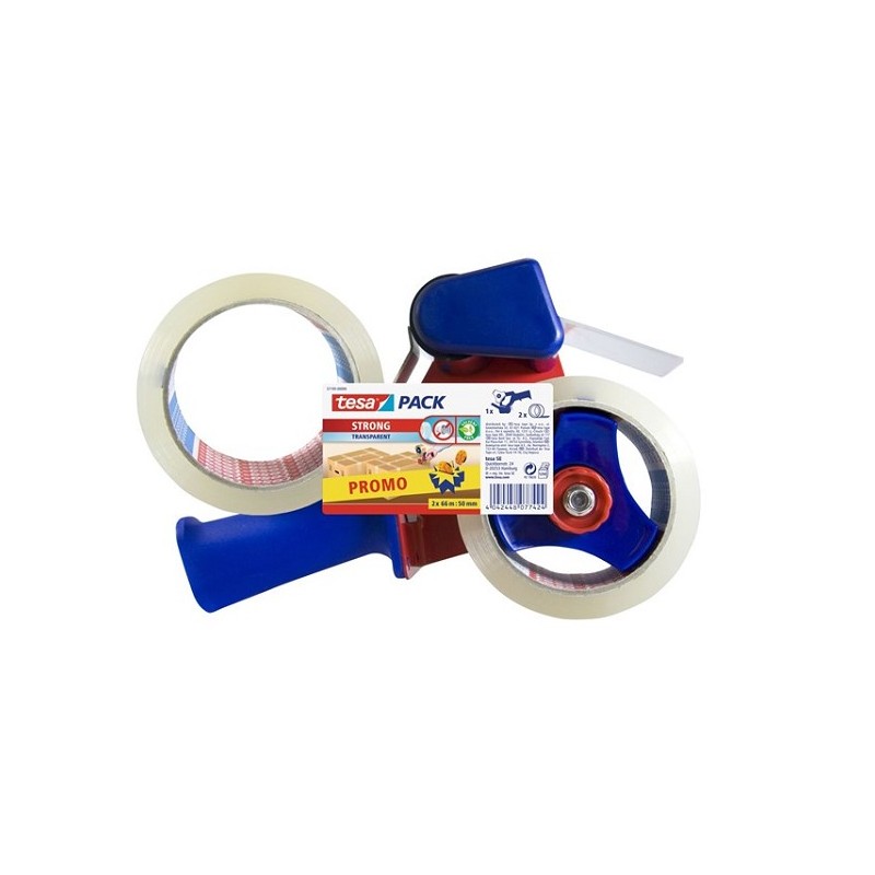 Tesa Verpakkingstapedispenser met 2 gratis rollen 66x50. Promopack