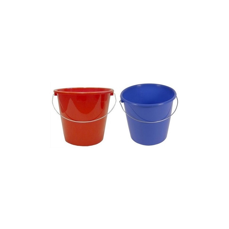 Seau ménager 10 litres rouge, bleu ou vert avec anse en acier