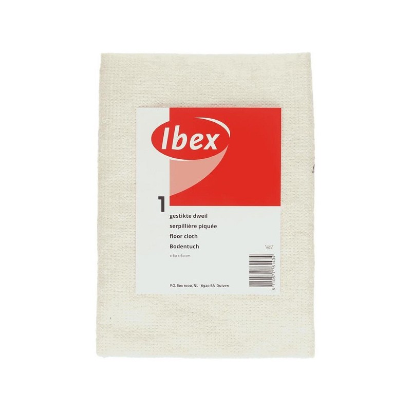 Ibex Dweil 60x60cm gestikt wit
