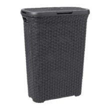 Curver Style boîte à linge avec couvercle style rotin 40 litres anthracite 45x26x62cm