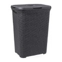 Boîte à linge Curver Style avec couvercle style rotin 60 litres anthracite 45x34x62 cm