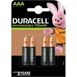 Duracell OPLAADBARE batterijen 4x AAA DX2400/HR03 900 mAH 1,2 Volt precharged