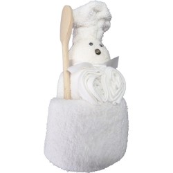Serviette de bain/serviette invité/2 gants de toilette blanc