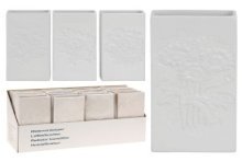 Verdampingsbakje voor radiator wit aardewerk 20x8x3cm met bloemrelief
