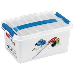 Sunware Q-line Multibox boîte à couture avec insert 6 litres blanc bleu 30x20x14cm
