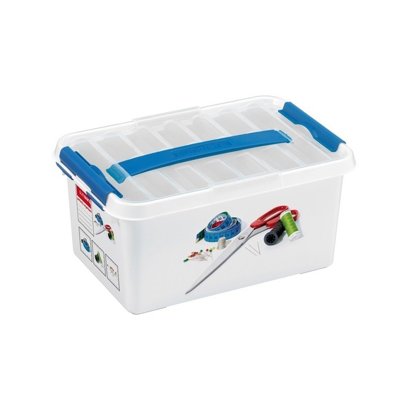 Sunware Q-line Multibox naaidoos met inzet 6 liter wit blauw 30x20x14cm