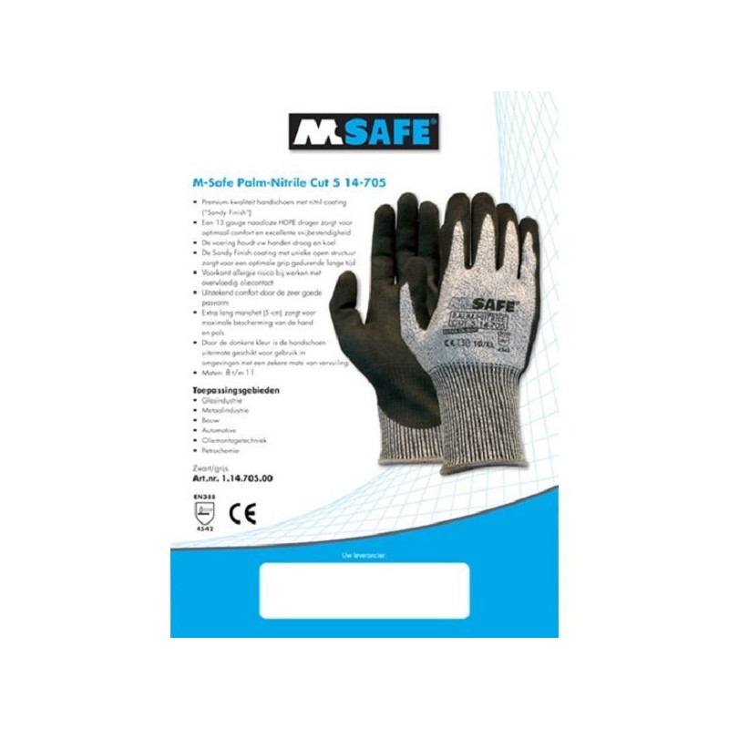 Handschoen Palm-Nitrile snijbestendig Cut5 14-705 maat 9 / L