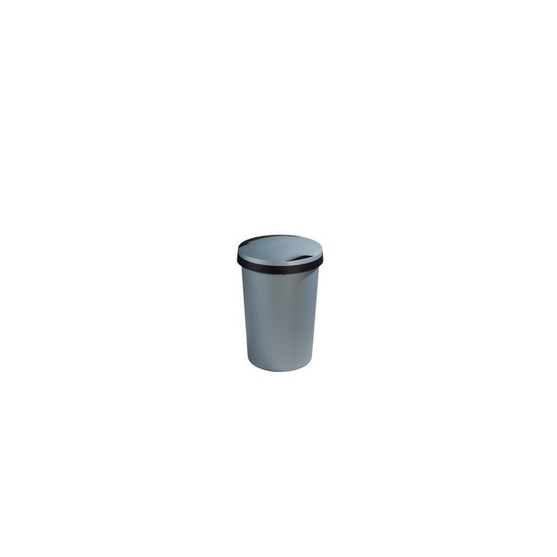 Sunware Twinga poubelle avec couvercle à rabat 45 litres métal / noir diamètre 37,5x54cm