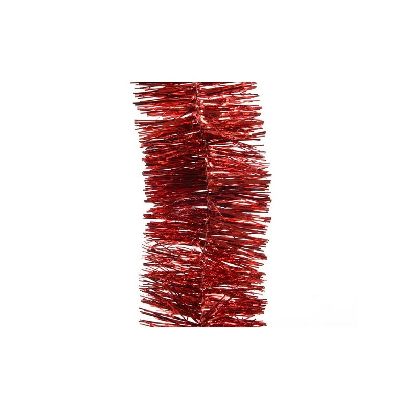 Decoris guirlande de sapin de Noël brillant 7,5 cm x 270 cm rouge de Noël