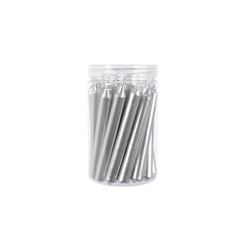 Bougies de sapin de Noël argent métallisé 1,3x10,5 cm 22 pièces en tube