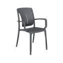Chaise empilable Grosfillex Playwood anthracite avec accoudoirs
