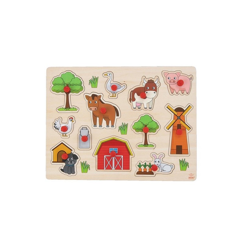 Puzzle boutons en bois Ferme 30x23cm