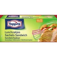 Toppits Sacs à lunch 1 litre refermables avec bande adhésive boîte de 50 pièces