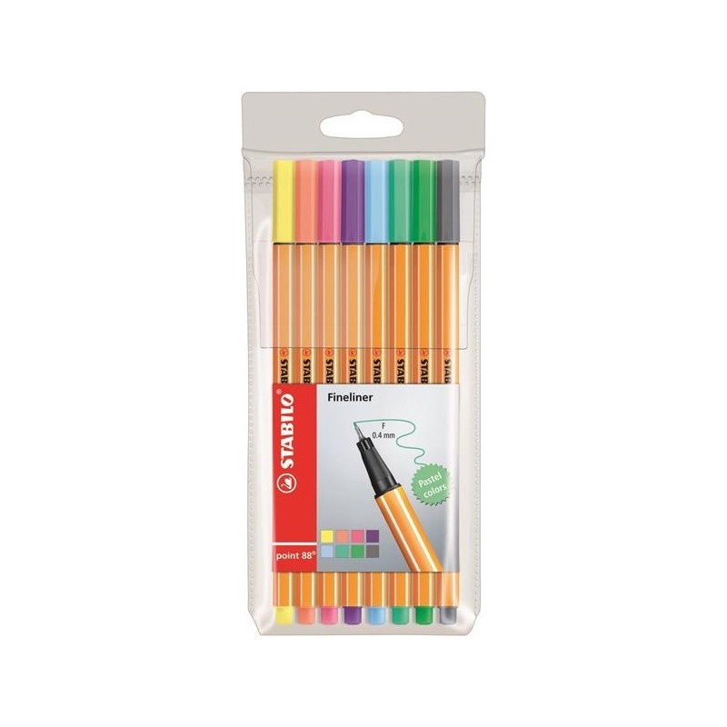 Stabilo point 88 pastel 0,4 mm etui a 8 stuks