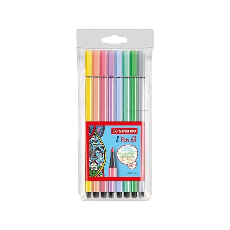 Stabilo pen 68 pastel etui a 8 stuks