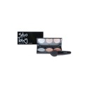 Highlighter/Contour make-up compact Casuelle, 10 x 14 x 3cm, 3 kleuren gezichtspoeder en latex blending spons
