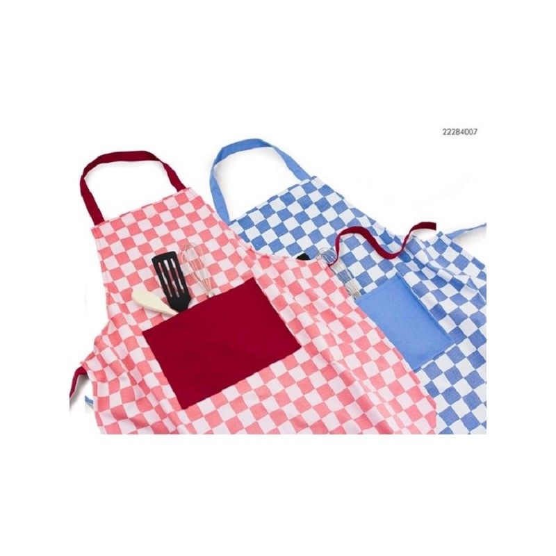 Tablier de cuisine 70x80cm diamant bleu ou rouge