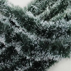 Kerstboom guirlande tinsel groen/wit 200x9cm per bundel a 10st