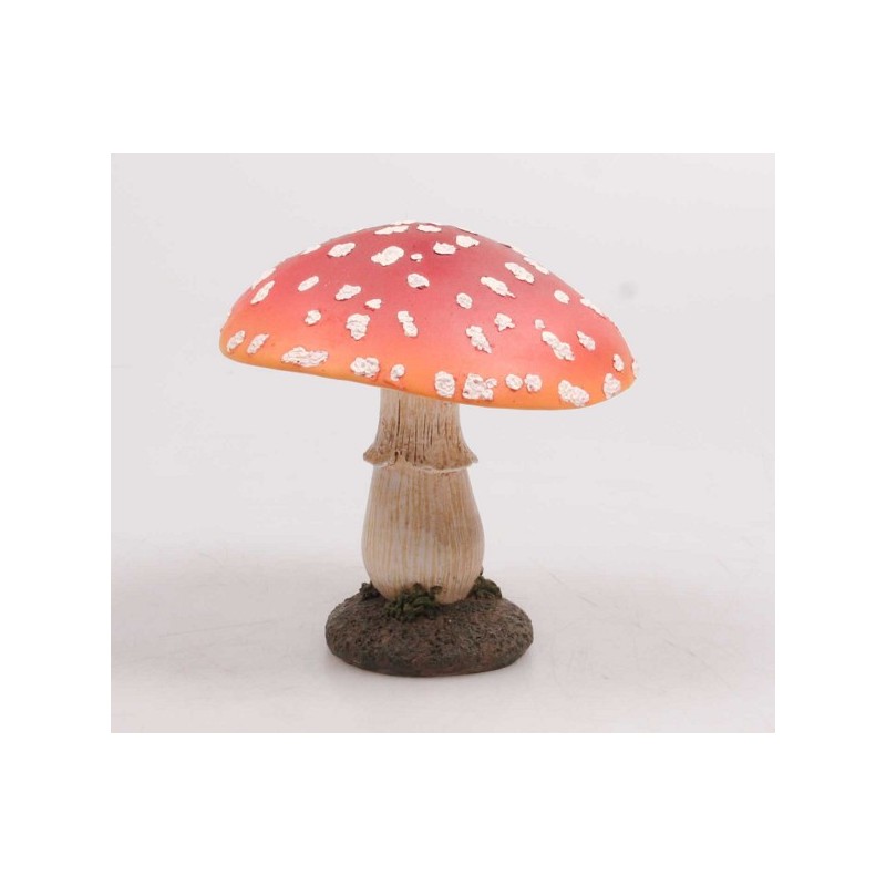 Statue de jardin Champignon rouge à pois blancs Polystone 9X9X13 cm