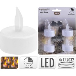 Bougie chauffe-plat LED avec minuterie sur pile (incluse) pack de 4 pièces