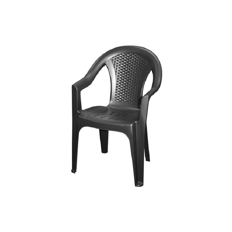 Chaise empilable siège baquet Ischia plastique anthracite 54 x 56 x 81 cm empilable