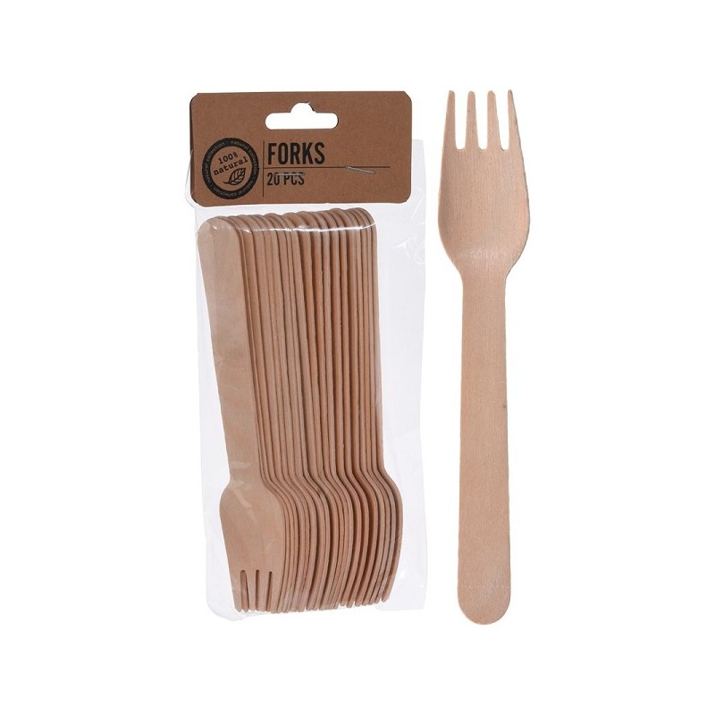 Set de fourchettes bois 16cm 20 pièces