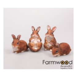 Farmwood Animals Statues de jardin Lapins en polystone 10x6x11 cm ensemble de 4 pièces