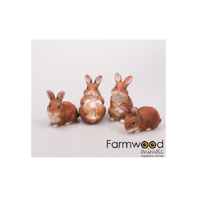 Farmwood Animals Tuinbeelden Konijnen van polystone 10x6x11 cm set a 4 stuks