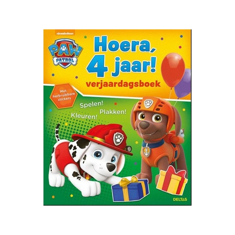 Deltas Paw Patrol Hoera, 4 jaar! Verjaardagsboek