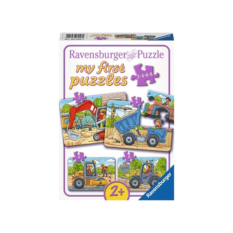 Ravensburger Mes premiers puzzles Véhicules de construction 2,4,6 et 8 pièces