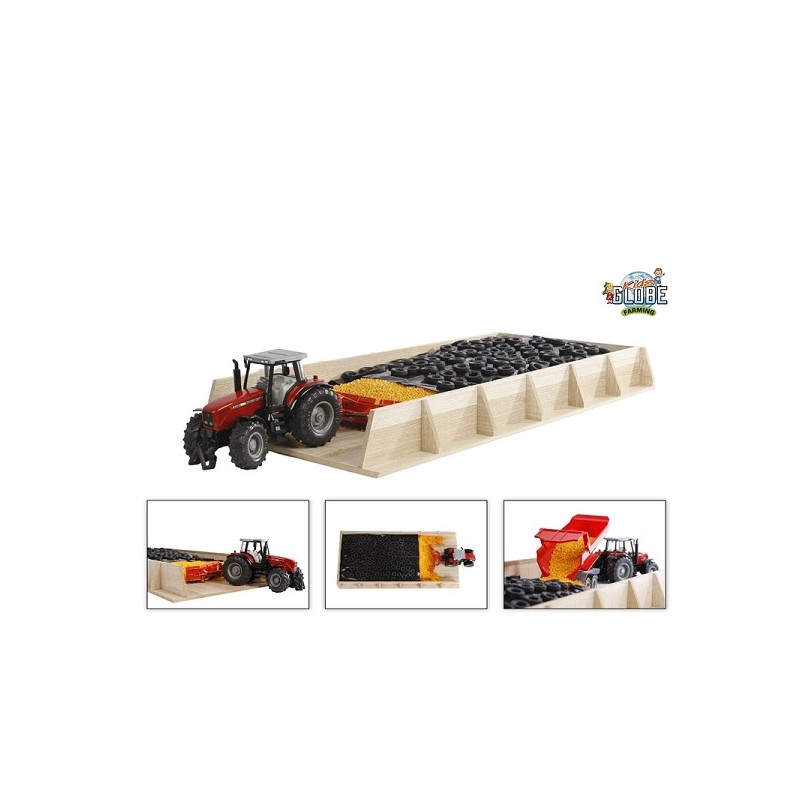 Kids Globe méga tranchée silo tracteurs bois 1:32 30x60x6cm (hors accessoires et tracteur)