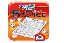 Schmidt 5 Dice yahtzee dobbelspel in blik