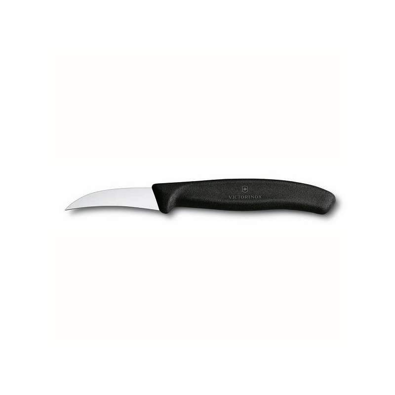 Couteau d'office Victorinox avec lame courbée de 6 cm et manche noir