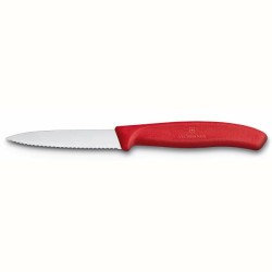 Couteau d'office Victorinox Swissclassic lame dentelée 8cm manche rouge