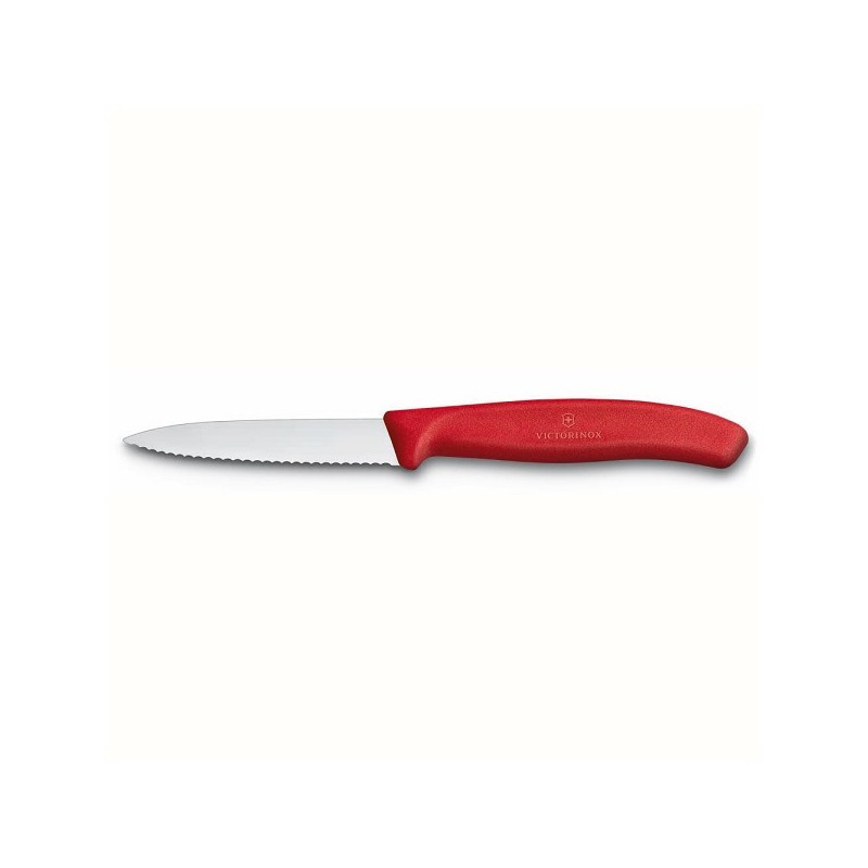 Couteau d'office Victorinox Swissclassic lame dentelée 8cm manche rouge